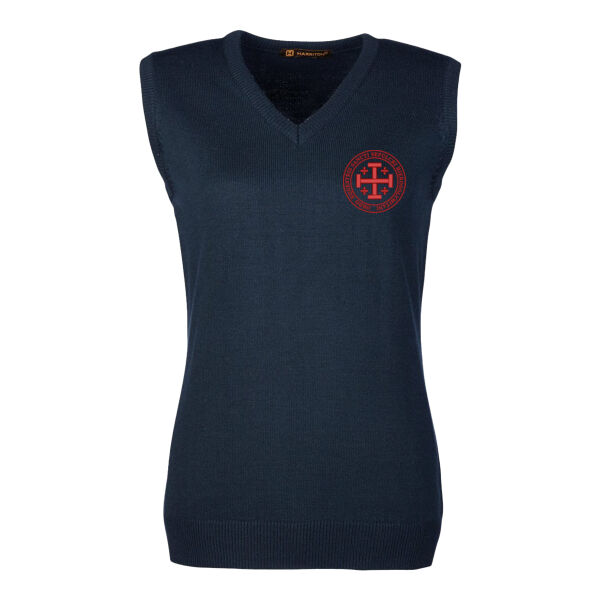 LADIES' Harriton Pilbloc™ V-Neck Sweater Vest with Embroidered Ordo Equestis Logo Thumbnail