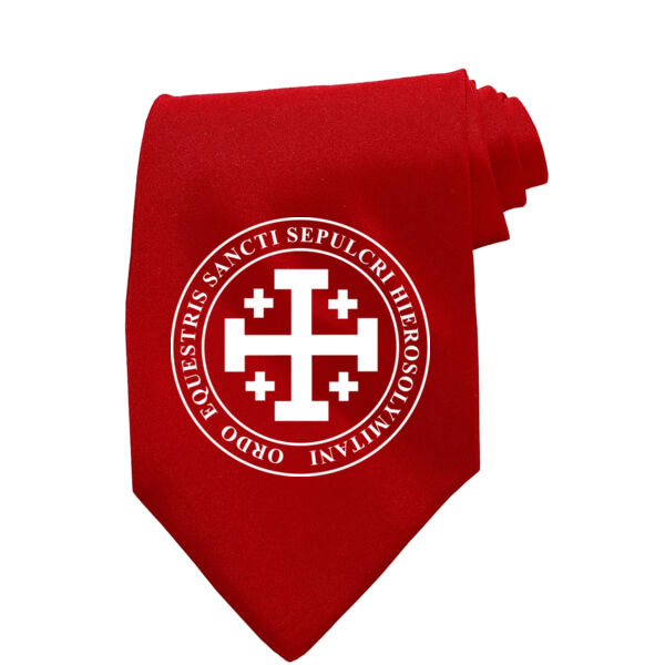 Edwards Solid Traditional Width Tie with Printed Ordo Equestis Logo Thumbnail