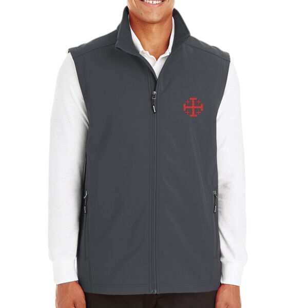 CORE365 Men's Cruise Two-Layer Fleece Bonded Soft Shell Vest with Embroidered Jerusalem Cross Thumbnail
