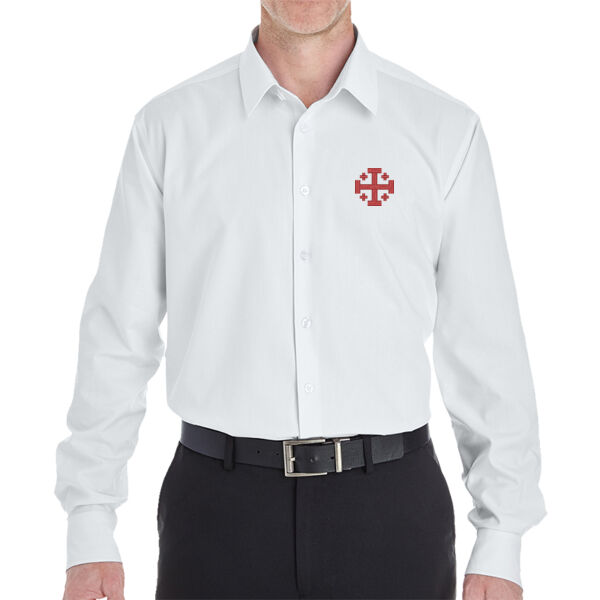 Devon & Jones Men's Crown Collection® Royal Dobby Shirt with Embroidered Jerusalem Cross Thumbnail